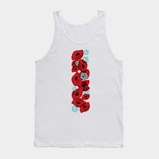 Red poppies with aqua accents Tank Top